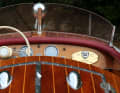 View over the stern to the cockpit with fittings and type plate