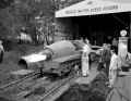 Technicians launch the "Bluebird" jet engine at the end of the 1950s for a "dry" test run on the slip carriage. The complex aviation technology caused a few problems in the initial phase.
