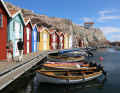 Colourful fishing sheds in Smögen