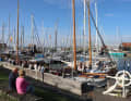 Evening atmosphere at the seaport of Hindeloopen, with the IJsselmeer in the background.