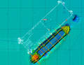 The fan plumb line shows: The barge K10031 has positioned itself parallel to the "Verity" at the wreck site.