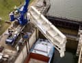 The new lock gate was brought into position by crane