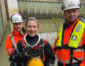 Professional diver Luisa Staab after working on the project.