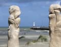 Sculpture "Verzoening" (Reconciliation) at the pilot tower in Nieuwpoort. It marks the northernmost point of the Western Front during the First World War.