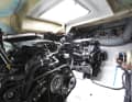 Two V8 MerCruisers are easily accessible in the engine compartment, which favours inspection and servicing