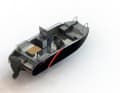 It can take a beating. Stability and function are important. The aluminium W 10 is aimed at professionals from the police, fire brigade, etc. Robust construction, solid fittings, folding bow ramp and the outboard motor mounted on a lift make the W 10 a "shallow-water suitable" lifeboat and cargo barge.

	Info: http://www.alucat.fi