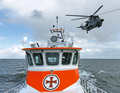 Seenotrettungskreuzer "Eugen" der Deutschen Gesellschaft zur Rettung Schiffbruechiger (DGzRS) mit Sea-King-Such- und Rettungshubschrauber der Deutschen Marine