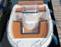 The test boat was fitted with special upholstery, synthetic teak and a larger engine.