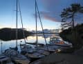 Bright Nordic night: Notviken bay lies parallel to Bomarsund with the remains of its fortress