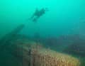 Diver above the discovered wreck.