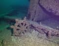 Steuerrad der "F. J. King" nach 139 Jahren auf dem Grund des Lake Michigan.
