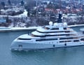 The 110 metre long ice-class explorer "O3" was spotted by yacht spotter Carl Groll on the Holtenauer Hochbrücke.