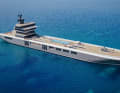 Curtain up for the 150-metre superyacht based on a freighter. Even the residential tower was taken over.