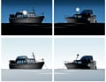 Designation of "stationary small craft" (up to 20 m) inland (left) and designation of "vessels at anchor" (less than 50 m) at sea (right) | Drawing: Christian Tiedt