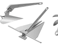 The shackle anchor: Thanks to the shackle, the otherwise rigid anchor type always rotates back into the upright position on the ground, even when "supine" under tension, so that its single, flat but heavy fluke can dig in. This works particularly well if the subsoil consists of sand or silt. The plate anchor: This variant is also suitable for most anchoring grounds. Originally known as the Danforth anchor, the design has been continuously improved. Modern successors include the Fortress or the FOB. The plate anchor breaks out somewhat more easily than the ploughshare anchor. However, it is flat and easier to stow away. The hinged anchor: With the hinged anchor (or hinged dragon), the flukes can be attached to the shaft and locked in place with a ring. The edges and tips are deliberately blunt, which is particularly advantageous on inflatable boats. However, its holding properties are only sufficient for small boats