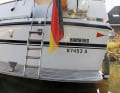 Before: The ageing transom of our 45-year-old Ancora 41