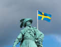 Proud statue of King Gustav II Adolf on the square of the same name in the centre of Gothenburg