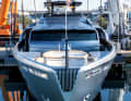 Plenty of outdoor space: the Jacuzzi at the front, the 40-square-metre sun deck shaded by the carbon hardtop at the top.