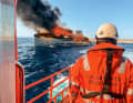 „Aria SF“: Vier Monate nach dem Launch bei ISA Yachts brannte der 44,30-Meter-Stahl-Alu-Bau Mitte August vor Formentera ab.