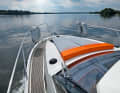 A different take on upholstery colours: orange-grey is the name of the selection on our test boat