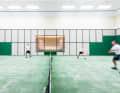Padel tennis court below deck: The hall complies with the international standard of 10 by 20 metres and 6 metres high