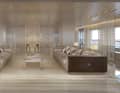 Armani/Casa designed the interior in a minimalist style, but with fine materials such as golden Calacatta marble and Canaletto walnut wood.