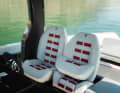 The seat covers are modelled on the Ferrari Daytona upholstery.