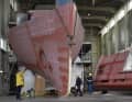 The hull sections are now ready in the shipyard hall.