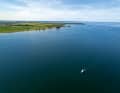 Lots of blue: Our Gruno 37 Excellent on a southerly course near the western shore of the Müritz, with the Steinhorn peninsula to the rear left