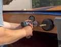 1. Use the cordless screwdriver and the hole-cutting saw to cut the correct mounting hole for the control unit