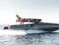 Speed is provided by three Mercury Racing V 10 engines with a total of 1200 hp
