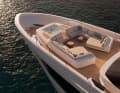 The 25 square metre foredeck lounge from above.