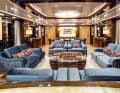 Saloon on the main deck: oak wood dominates, sometimes stained dark, sometimes natural - always seven-ply and with a high-gloss finish