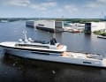 Australian designer Marc Newson created a futuristic explorer with a glass dome as an office. Lürssen built the methanol fuel cell yacht in Schacht-Audorf and has now sent it on its first sea trials. It travelled through the NOK to the Kiel Fjord.