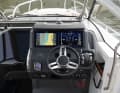 The driving position has a tidy appearance. The highlight is the zip-wake system and the two 12" displays