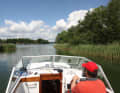 Water hiking with a 15-hp boat on the Mecklenburg Lake District.