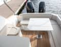 The L-shaped bench seat in the rear can be converted into a spacious sleeping area with the lowerable table.