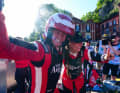 Lucas Ordóñez and Sara Price from Westbrook Racing celebrate their success at the E1 GP on Lake Como.