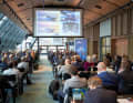 Full house at the Hotel Hafen Hamburg. Italian yacht designer Marco Casali speaks here.