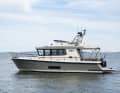 A stylish exterior view of the Targa 37, with its striking lines and robust construction.