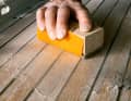Re-sanding: Grit no coarser than 120. For large areas, eccentric or belt sanders make the work easier