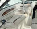 The upholstery is completely damaged and has been cut open with a knife.