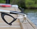 ... back on board; the other way round compared to the Osculati model. This means there is no risk of the boat hanging on the hook for a short time when mooring, and the material thickness is sufficient