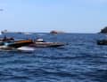 Team Miami’s boat lost its bow following a serious collision with a wave during the final heat.