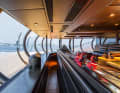 Control centre: From the bridge on the main deck, the captain operates components, some of which are 25 years old. The illuminated throttles control two Deutz engines and a General Electric turbine in the centre