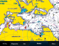 Garmin: The colour scheme (changeable) makes the echoes slightly less present than with the competitors. Sonderburg is the furthest clear echo at 9 miles. The compact symbol for the Kalkgrund lighthouse appears on the echo of the same