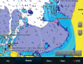 Garmin: Good at close range, but the magnification is very strong for echoes further away. This is good for recognising obstacles; distant contours are somewhat overdrawn. Sea marks are superimposed over the radar echoes