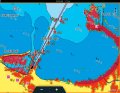 Navico: Bins, piers and the coast are easy to recognise, but not overdrawn. You have to look closely for small obstacles or vehicles. Sea marks are displayed via the radar echoes
