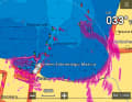 Raymarine: Here too, buoys, piers and the coast are clearly recognisable and not overdrawn. Small vessels or obstacles require a closer look. However, radar echoes can obscure sea marks