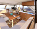 Saloon: Sitting area and galley can be opened to the outside.